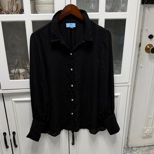 CeCe Black Button-Down Women's Shirt